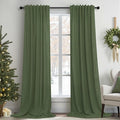 Pitalk Olive Green Curtains 102 Inch Length for Living Room 2 Panels Back Tab Pocket Linen Sheer Semi Light Weight Breathable Airy Flowy Loden Green Boho Curtain for Bedroom Bay Window 8.5 FT Long