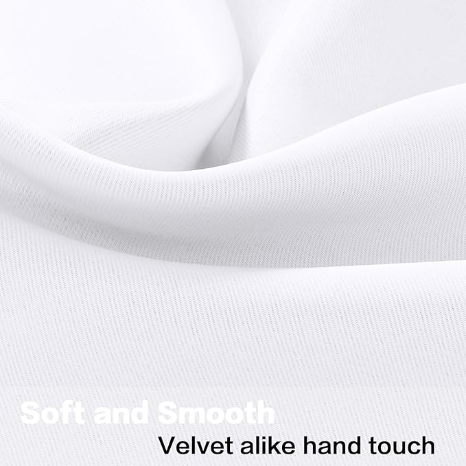 H.VERSAILTEX White Curtain Valances for Windows，Room Darking Kitchen Valances for Living Room/Bedroom/Bathroom Short Window Privacy Decorative Rod Pocket,52" W x 18" L,4 Panels