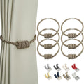 BEL AVENIR Magnetic Curtain Tiebacks, Decorative Drapery Holdbacks Modern Woven Tie-Backs with Exquisite Knot (Flaxen, 6 Pack)