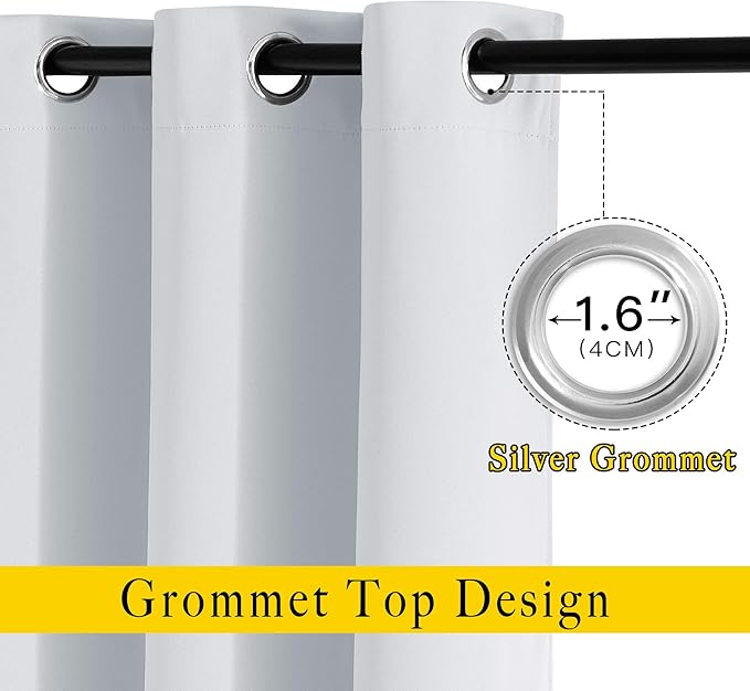 NICETOWN Greyish White Room Darkening Curtains - Window Treatment Thermal Insulated Grommet Room Darkening Curtains/Drapes for Bedroom (2 Panels, 66 by 54, Greyish White)