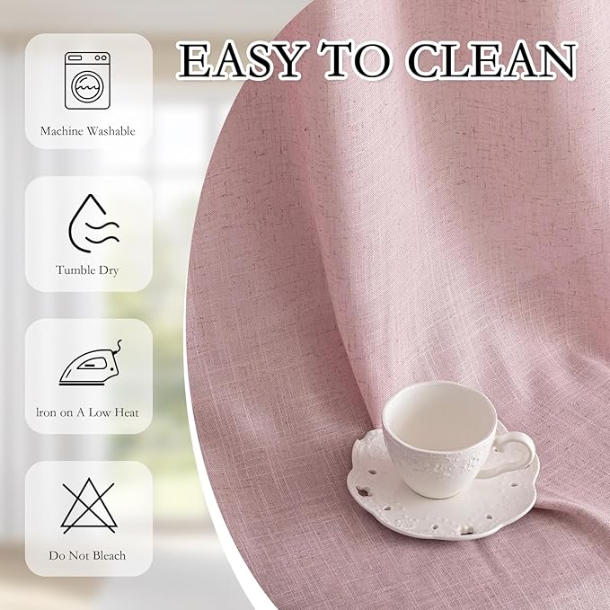 MYSKY HOME 96 Inches Length Pink Curtains for Girls Bedroom Living Room Semi Sheer Light Filtering Nursery Window Drapes, Soft Modern Decor Country Style Back Tab, 50" x 96", Light Pink, 2 Panels