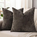 decorUhome Dark Brown Chenille Euro Sham Throw Pillow Covers 24x24 Set of 2 Textured Soft Cozy Slubby Couch Pillow Covers Modern Farmhouse Boho Decorative Pillow Cases for Bed Sofa Living Room