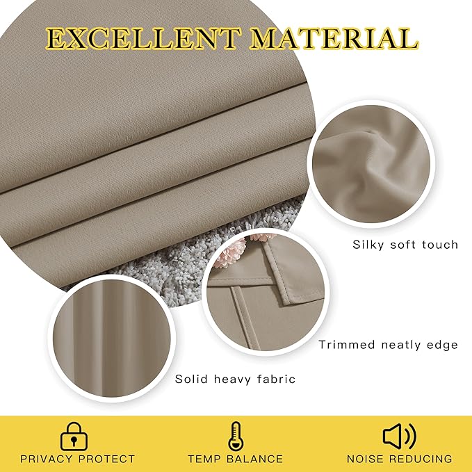 NICETOWN Insulated Curtains Blackout Draperies - Window Treatment Blackout Curtains/Drapes for Bedroom/Living Room Window (54 inches Long, 2 Panel Set, Taupe)