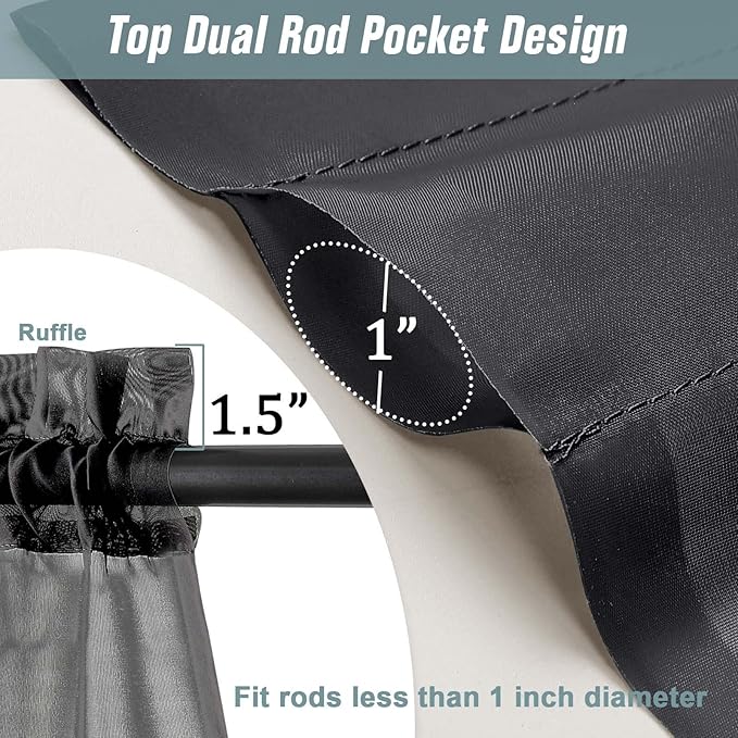 Halloween Black Sheer Curtains 84 Inches Long 2 Panels, Elegant Airy Transparent Light Filtering Window Curtains, Window Drapes for Living Room, Top Dual Rod Pocket Design, 2x42Wx84L Inches