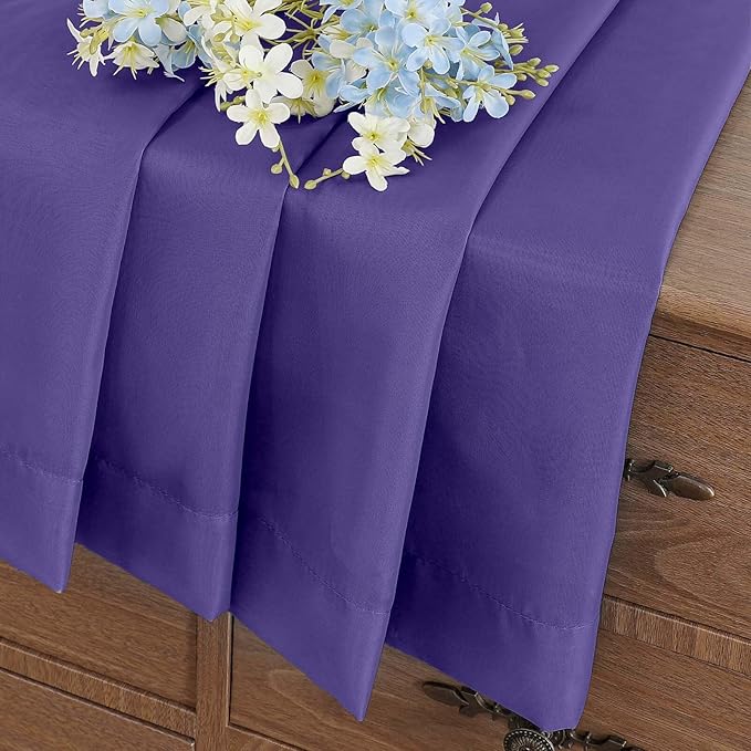 Purple Window Sheer Curtains 45 Inches Length, Voile Short Curtains for Living Room Bedroom, Modern Soft Window Drapes 2 Panels Set, Top Dual Rod Pocket Design, 2x42Wx45L Inches