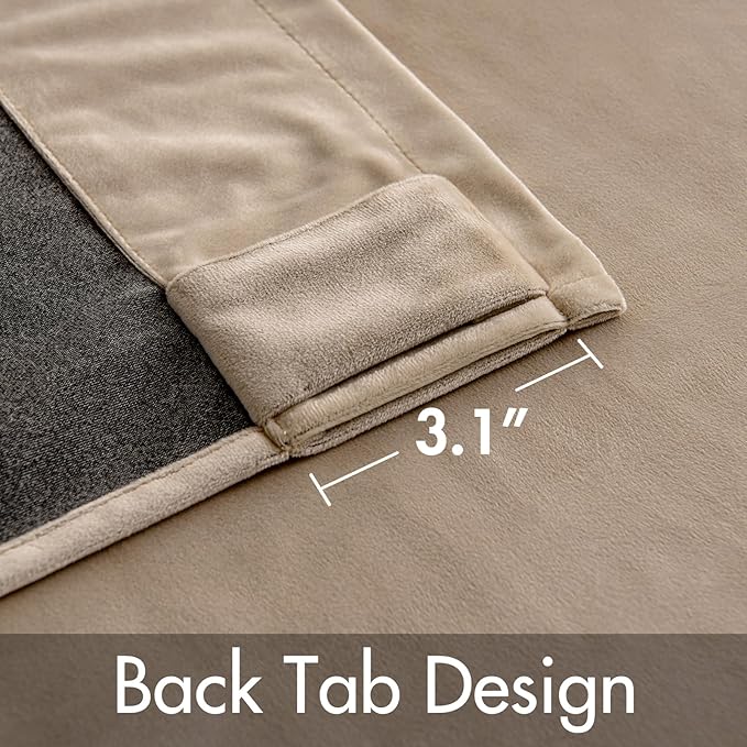 MIULEE Velvet Curtains 63 inch Length 2 Panels - Luxury Blackout Curtains for Bedroom Living Room Thermal Insulated Super Soft Window Drapes Rod Pocket & Back Tab, Camel Beige, W52 x L63 inches