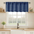 OVZME Navy Blue Valance for Windows, Light Filtering Faux Linen Textured Small Kitchen Valances for Windows, Dual Rod Pocket Farmhouse Short Curtain for Bathroom Basement, 60Wx18L inch, 1 Piece