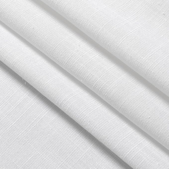 White Linen Kitchen Curtains 30 Inches Long 2 Panels Back Tab Rod Pocket Farmhouse Light Filtering Semi Sheer Short Curtains Solid Privacy Cafe Tier Curtain for Bathroom Basement Camper 30x30
