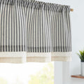 jinchan Linen Valance Curtain Striped Small Window Curtain Double Layer Light Filtering Modern Farmhouse Valance for Kitchen Living Room Bedroom 18 Inch Rod Pocket 1 Panel Black on Beige