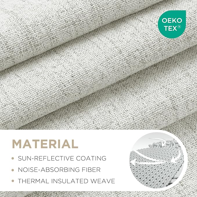 Joydeco Blackout Curtains for Bedroom - 100% Light Blocking 2 Panels Set White Drapes 37" W x 96" L, Thermal Insulated Room Darkening Curtains, Linen Textured for Living Room, Rod Pocket & Back Tabs