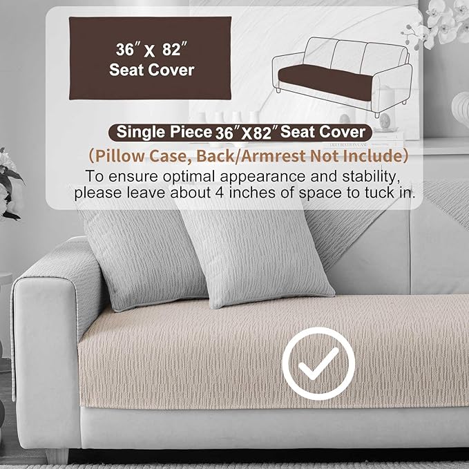 Soft Waterproof Chenille Cover Washable, Non Slip Sectional Sofa Covers for 3 Cushion Couch Sofa L Sharped Sofa Slipcover for Pets, Furniture Protector (1 PCS 36"x82" Coffee)
