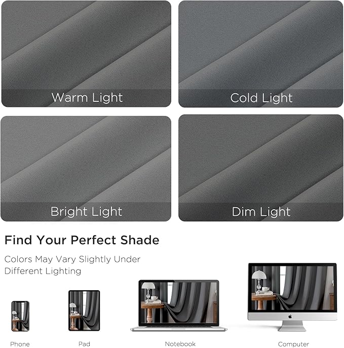 CUCRAF Light Grey Blackout Curtains 72 inch Length 2 Panels Set, Rod Pocket Room Darkening Drapes for Bedroom Living Room, Insulated Thermal Light Blocking Window Curtain (W52 x L72 Inch)