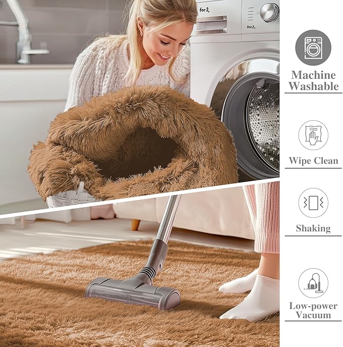OLANLY 2x3 Machine Washable Small Bedside Rug, Soft Fluffy Shaggy Entryway Throw Rugs for Bedroom, Living Room, Indoor Floor Carpet for Kids Girls and Boys, Nursery Rooms, Home Decor Aesthetic, Khaki