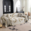 MYSKY HOME Couch Cover for 3 Cushion Sofa, Super Soft Boho Couch Covers for Dogs Washable, Jacquard Slipcover Furniture Protector for Living Room, 91" x 134", Khaki Curve