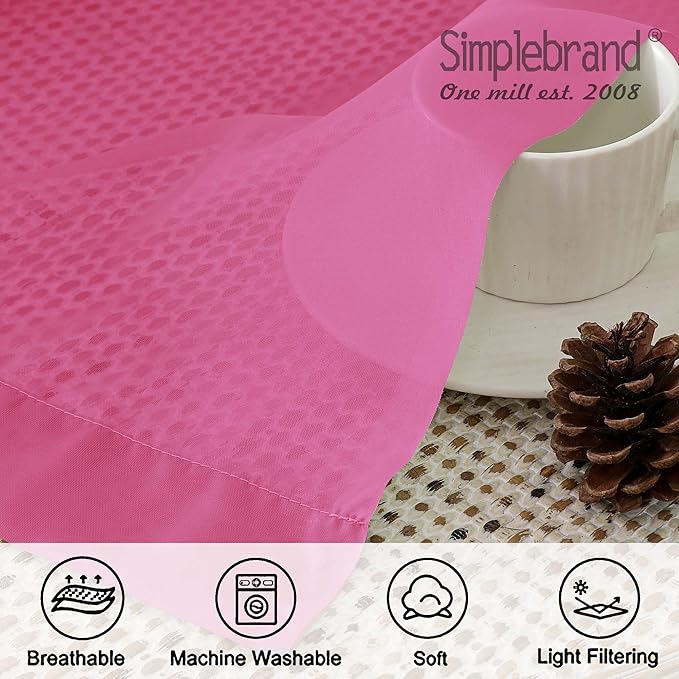 Simplebrand Rod Pocket Top Solid Voile Sheer Curtains for Bedroom, 54 Inch Length Drapes Set of 2, Lightweight and Light Filtering Elegant Hot Pink Curtains Panels Window Treatment, 42W×54L, Hot Pink