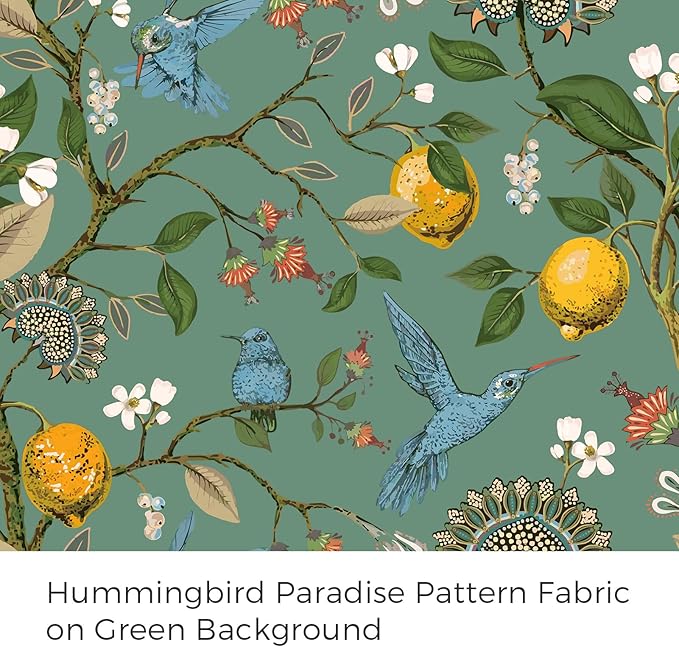 Topfinel 105 Inches Long Sage Green Luxury Curtains for Living Room Bedroom, Blackout Vintage Art Deco Victorian Curtains Floral Lemon Hummingbird Printed Grommet Drape 105 Inch Length