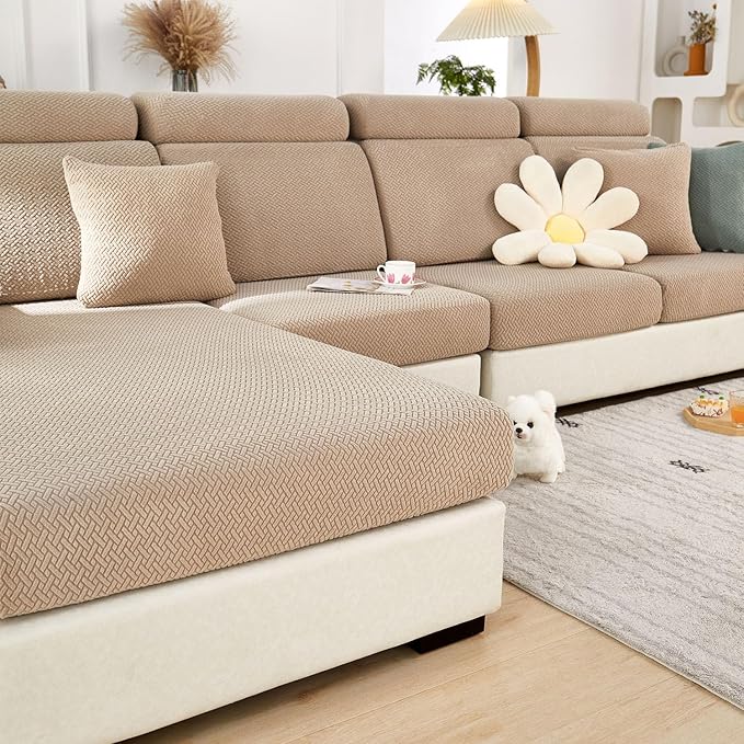 Sofa Covers Couch Covers for Sofa Pet Friendly Couch Cushion Covers Universal Sofa Covers Washable Stretch Slipcovers for Sectional Sofa (Texture Light Coffee,Headrest Cover)