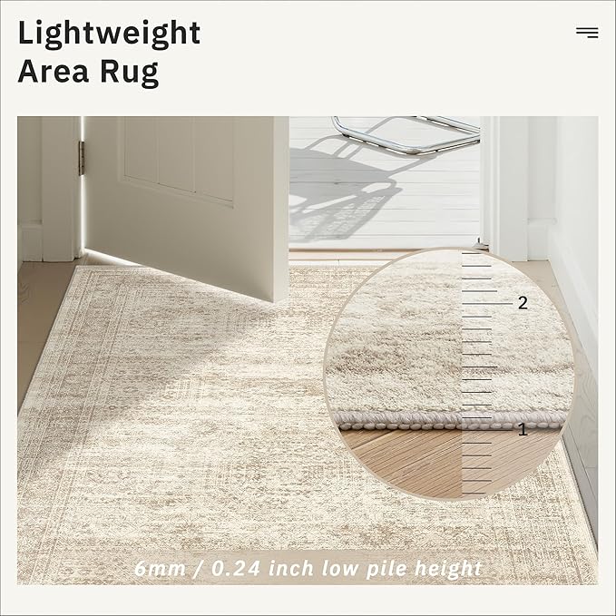 Runner Rug 2'x10' Washable Non-Slip Runner Rugs for Kitchen Bathroom Laundry Room Beige Vintage Floor Carpet Runners for Hallway Entryway
