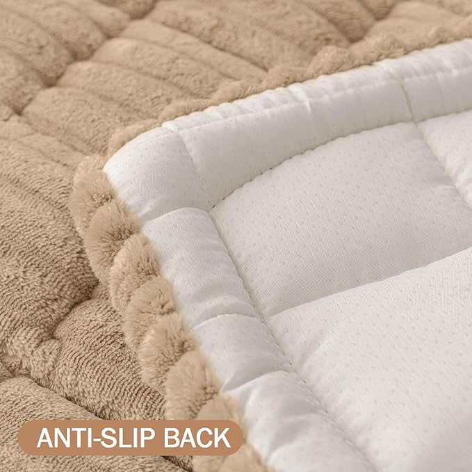 Smiry Couch Cover for Dogs Washable, Non Slip Fuzzy Pet Couch Covers for 3 Cushion Sofa Pet Friendly, Thick Soft Sofa Slipcovers Cushion Protector (Khaki, 27.6" x 88")