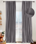 100% Blackout Shield Linen Blackout Curtains for Bedroom 72 Inches Long, Back Tab/Rod Pocket Living Room Drapes, Thermal Insulated Blackout Curtains 2 Panels Set, 50" W x 72" L, Darkgray