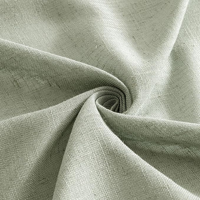 MIULEE Sage Linen Curtains 72 Inch Length 2 Panels for Bedroom Living Room,Green Soft Thick Linen Textured Window Drapes Semi Sheer Light Filtering Back Tab Rod Pocket Burlap Look Decor