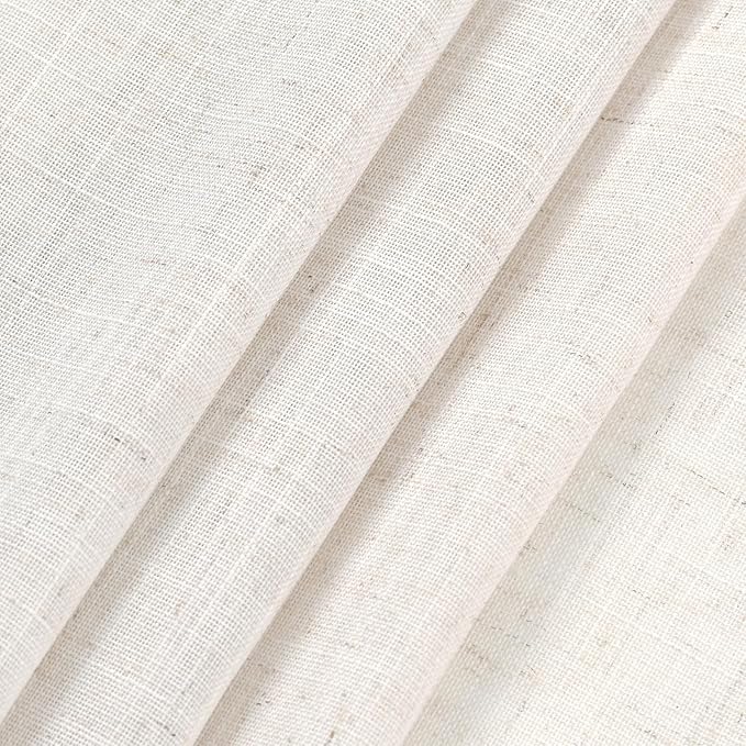 Ivory White Linen Curtains 108 Inches Long Back Tab Pocket Modern Farmhouse Linen Light Filtering Curtain Extra Long Semi Sheer Curtain Drapes for Living Room Bedroom 9Ft 52X108,2 Panels