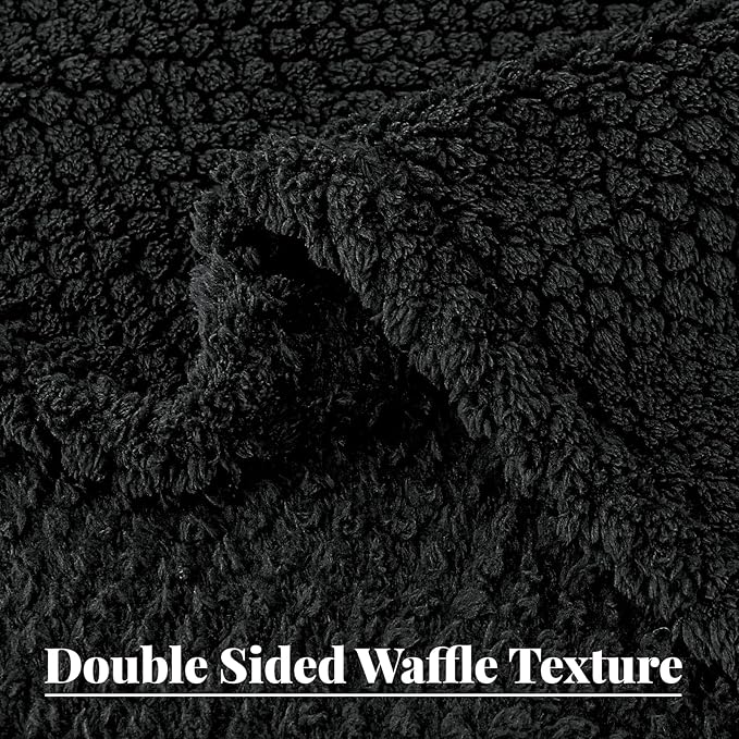 Whale Flotilla Extra Large Fuzzy Fleece Throw Blanket for Couch, 50x70 Inch Fluffy Warm Soft Jacquard Blankets for All Season, Lightweight and Cozy, Black