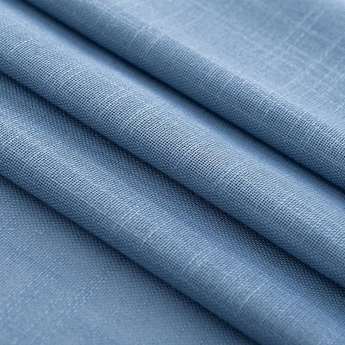 Denim Blue Curtains for Living Room Back Tab Modern Farmhouse Semi Sheer Blue Curtains 132 inches Long 2 Panels Set Muted Neutral Window Curtain for Dining Room Bedroom 52x132