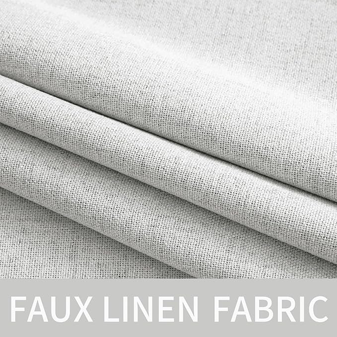 MIULEE Linen Textured Curtains for Bedroom Solid 100% Blackout Thermal Insulated Heathered White Grommet Room Darkening Curtains & Drapes Luxury Decor for Living Room Nursery 52 x 45 Inch (2 Panels)
