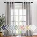 NICETOWN Semi Sheer Linen Blend Living Room Curtains, Grommet Top Flew to Floor Thick Semitransparent Window Treatment Privacy Light Reducing for Nursery, W52 x L108, Charcoal Grey, 2 Panels