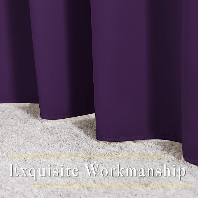 NICETOWN Bedroom Blackout Curtains & Drapes - Energy Saving Thermal Insulated Solid Grommet Light Blocking Window Treatments Privacy Room Divider for Living Room (2 Panels, Royal Purple, W66 x L102)
