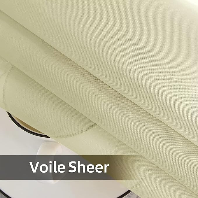 youleyar Solid Sheer Rod Pocket Curtain Voile Draperies 2 Panels White Beige Black Grey Ivory 52 Inch Width 96 Inch Long 1 Pair for Kitchen Bedroom Children Living Room Yard (Sage Green,52Wｘ96L)