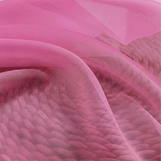 Gwine Short Kitchen Sheer Curtains 36 Inch Length - Light Filtering Voile Small Half Window Curtain for Basement, Rod Pocket Cafe Curtains for Bathroom Cabinet, 42Wx36L Inch, 2 Panels, Hot Pink