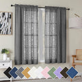 Simplebrand Grey Semi Sheer Curtains 63 Inch Length 2 Panels, Light Filtering Geometric Jacquard Clip Textured Short Sheer Curtains for Bedroom，Modern Elegant Window Curtains Drapes，42x63 inch
