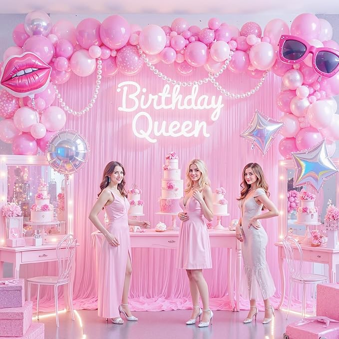 20ft x 15ft Pink Tulle Backdrop Curtain for Baby Shower Party Sheer Fabric Backdrop Curtains for Girls Birthday Gender Reveal Back Drop Wedding Photo Backdrop Drapes Background 4 Panels 5ft x 15ft