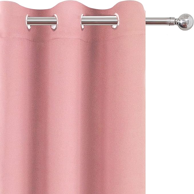 LEMOMO Pink Thermal Blackout Curtains/38 x 84 Inch/Set of 2 Panels Room Darkening Curtains for Bedroom