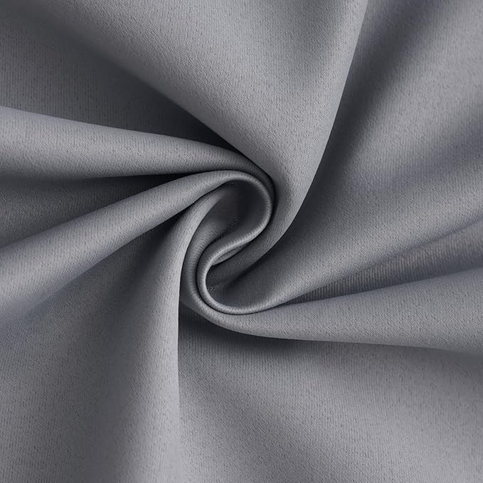 Yakamok 100% Blackout Curtain Panels 96 inches Cold and Light Blocking Drapes for Nursery, 2 Thick Layers Thermal Insulated Draperies (2 Pieces, 50 Wide Each Panel, Grey Front with White Backing)