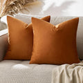 GIGIZAZA Velvet Throw Pillow Covers 24x24 Dark Burnt Orange Pillows Couch Cushion Decorative Covers Set of 2 Pillow Covers for Bedroom Living Room