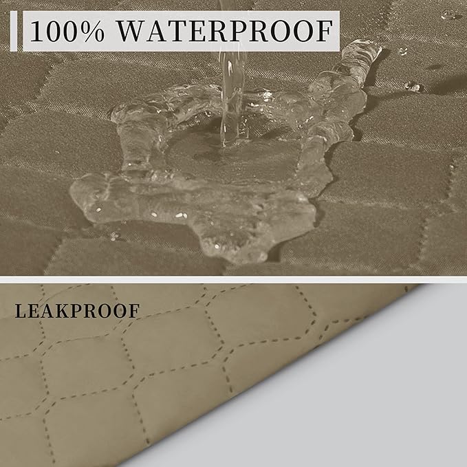 ISSUNTEX Double Protection 100% Waterproof Sofa Covers for Living Room, Couch Covers for 3 Cushion Couch Sofa, Reversible Furniture Protector Sofa Cover for Dogs, Pets, Kids (Sofa, Beige/Beige)