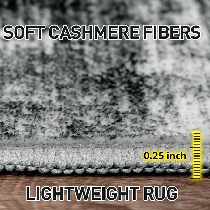 8x10 Area Rugs Washable Rug: Modern Abstract Living Room Rug Soft Anti-Skid Thin Carpet Indoor Floor Non-Shedding Carpets for Bedroom Dining Room Farmhouse Nursery Home Office Black