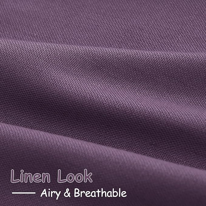 Extra Long Plum Linen Curtains 120 Inch for Living Room 2 Panels Set Rod Pocket Back Tab Linen Window Drapes Semi Sheer Light Filtering Privacy High Ceiling Drapes for Farmhouse 52x120
