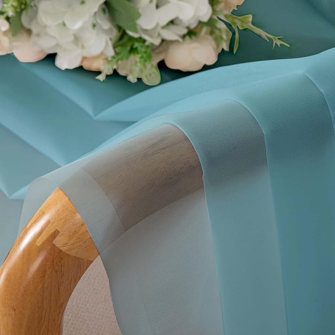 Simplebrand Aqua Sheer Curtains 72 Inches Long 2 Panels for Living Room, Rod Pockets Airy Window Treatments Voile Sheer Black Curtains Panels Lightweight for Front Back Patio Glass Door, 42" Width