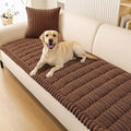 Smiry Couch Cover for Dogs Washable, Non Slip Fuzzy Pet Couch Covers for 3 Cushion Sofa Pet Friendly, Thick Soft Sofa Slipcovers Cushion Protector (Brown, 27.6" x 70.9")