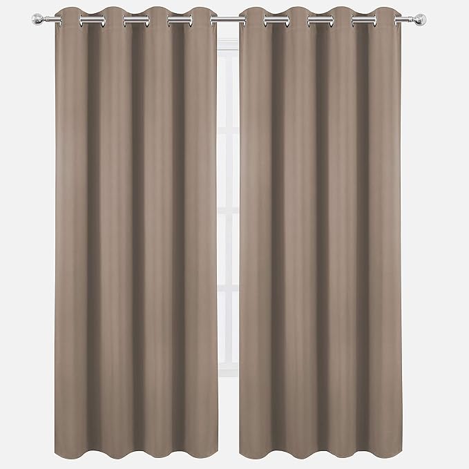 LEMOMO Cappuccino Thermal Blackout Curtains/52 x 95 Inch/Set of 2 Panels Room Darkening Curtains for Bedroom