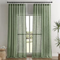 Joydeco Linen Curtains 90 Inch Length 2 Panel Sets,Light Filtering Curtains for Bedroom 52 Inch Wide Living Room Drapes with Back Tabs & Rod Pockets (W52 x L90 Inch, Loden)