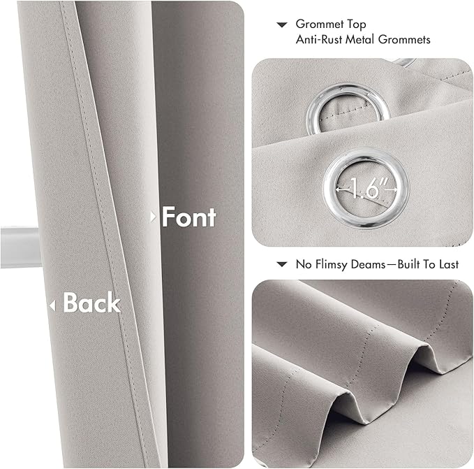 MIULEE Cobblestone Blackout Curtains for Bedroom Living Room 84 Inches Long 2 Panels, Thermal Insulated Room Darkening Drapes Solid Grommet Noise Reduction Light Blocking Window Treatments 40x84 inch