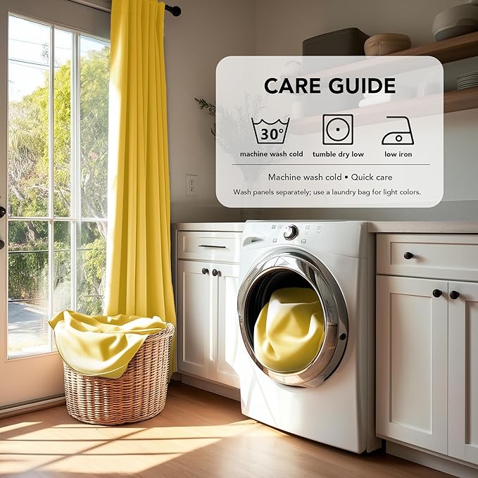 Deconovo Rod Pocket and Back Tab Blackout Curtains for Living Room Thermal Insulated Room Darkening Curtains 42Wx95L Inch Mellow Yellow 2 Panels