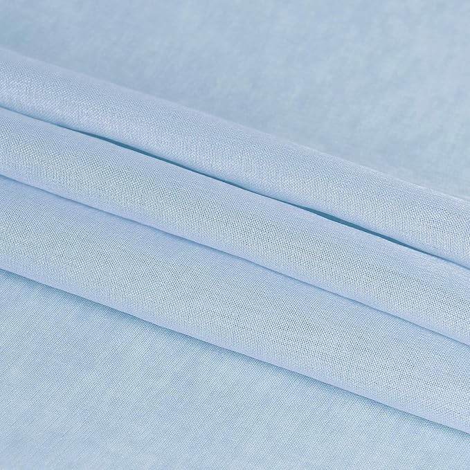 DWCN Sky Blue Sheer Curtains Semi Transparent Voile Rod Pocket Curtains for Bedroom and Living Room, 52 x 54 inches Long, Set of 2 Panels