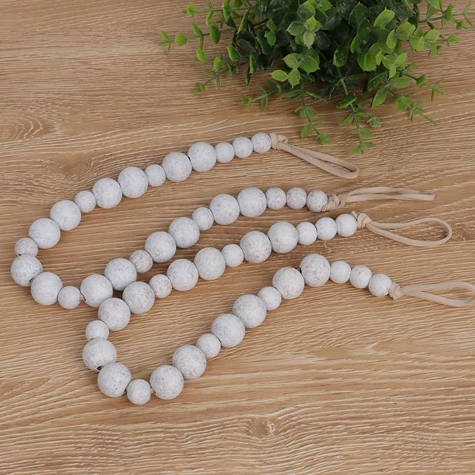 OCIOLI 4 Pieces of Boho Curtain Tiebacks Curtain Holdbacks Curtain Hooks for Wall Curtain Pull Backs Curtain Holders Curtain Tie Backs for Boho Decor Nursery Wall Decor (Whitewashed Color, 4)