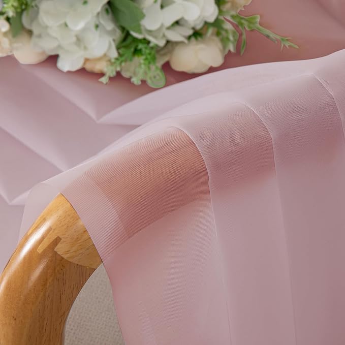 OVZME Blush Pink Sheer Curtains 96 Inches Long 2 Panels - Soft Light Filtering Window Sheer Panels for Living Room/Bedroom, Top Dual Rod Pocket, 1 Pair, Each 42Wx96L Inches